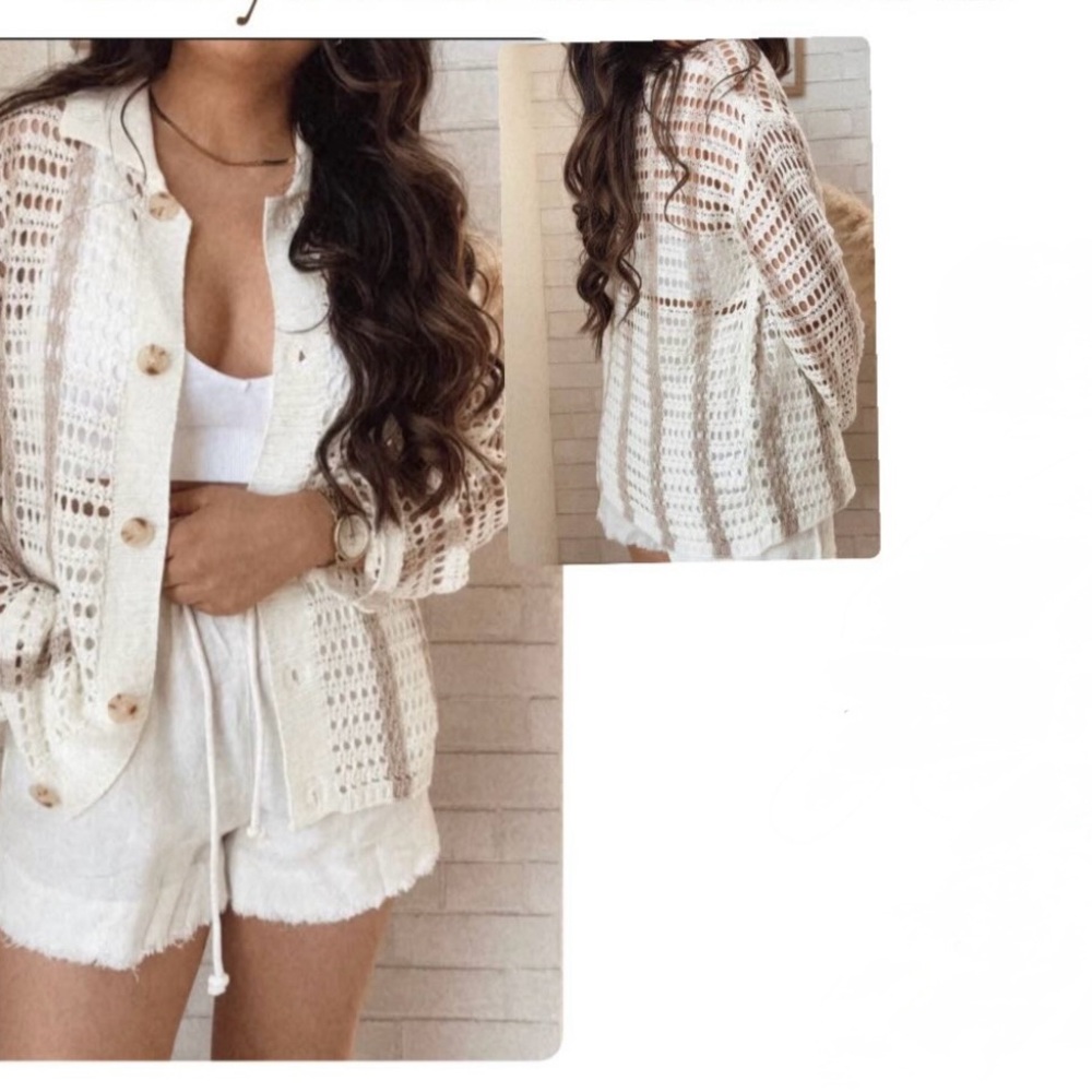 Cream Knit Cardigan with Button Details